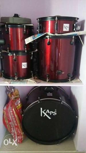 Red And Black Kaps Drum Kit with good condition without any