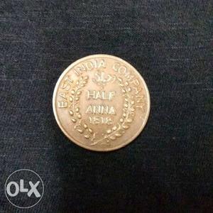  East India Company Half Anna coin. Original.