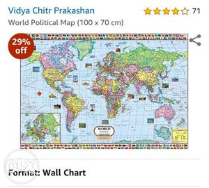 India & World Political Map Wall Charts 2pcs