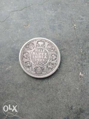  Silver-colored 1/2 India Paisa Coin
