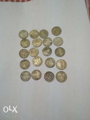 Twenty Indian coin 0.25 paisa year  to 