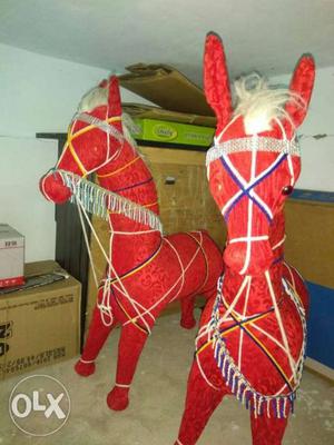 Two Red Horse Pinatas