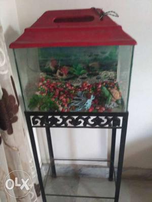 Aquarium(1.5×1)wd stand, pump,heater,pebbles,