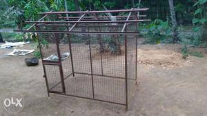 Brown Metal Framed Dog Cage