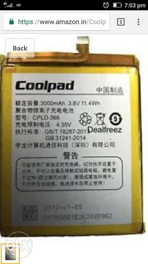 Coolpad mobile note 3 battery