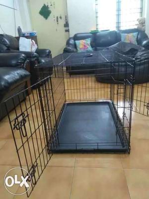 Double door folding metal dog and cat cage
