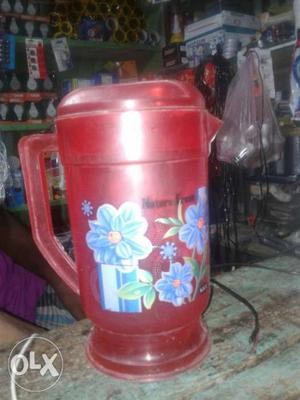 Red And Multicolored Floral Plastic Pitcher