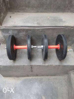 10 KG DUMBELL SET (RUBBER) each plate=5kg With 2