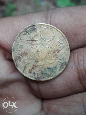 20 paise antique coin made in year 
