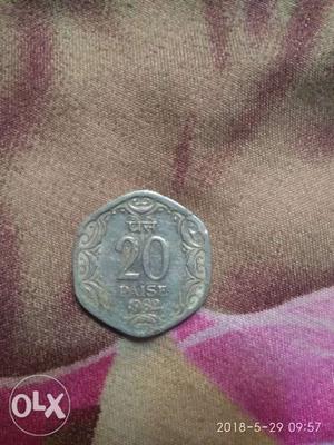 20 paise  year coin