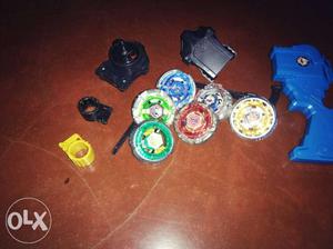 Beyblade set with 6 beyblades and 2 launchers