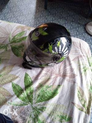 Black And Green Full-face Motorcycle Helmet new hai bhai