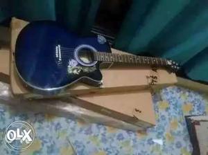 Blue Venetian Cut Acoustic Guitar