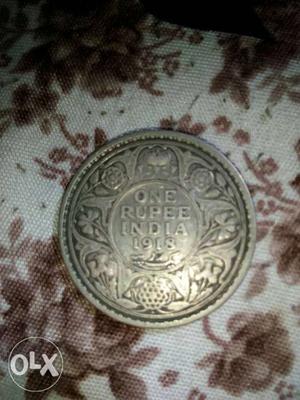 Old One Rupee Silver Coin Year Of 
