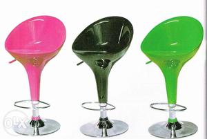 Pink, Green, And Black Hydraulic Bar Stools