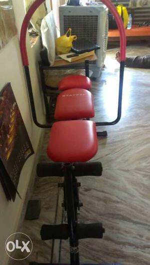 Red And Black Leather Weight Bench