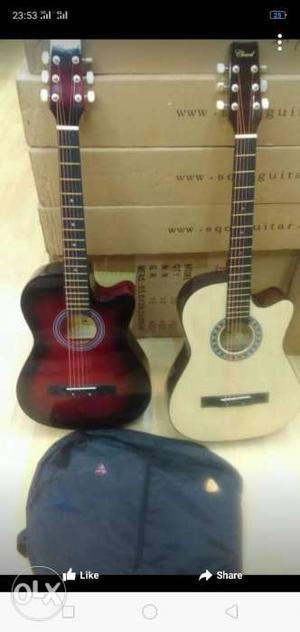 Two Red And Brown Florentine-cutaway Acoustic Guitars
