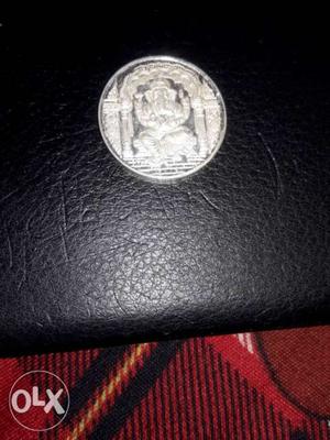 Very Small Silver Ganesha Coin With Ohm and Genuine Silver