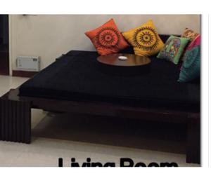 veneer colour solid wood bed, with movable center table