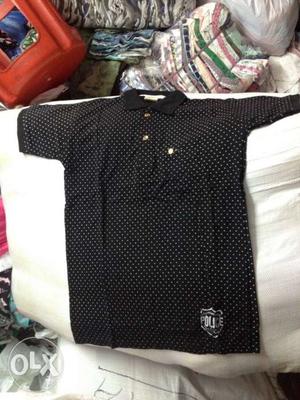 Black And Gray Polka-dot Polo Shirt