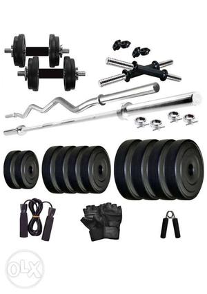 Black And White Steel Barbell And Dumbbell Set Collage
