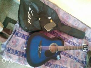 Blue Sunburst Acoustic Guitar With Soft Case