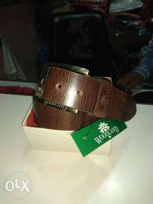Brown Woodland Leather Belt With Box
