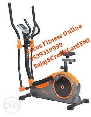Gray And Orange Focus Fitness Elliptical Trainer 