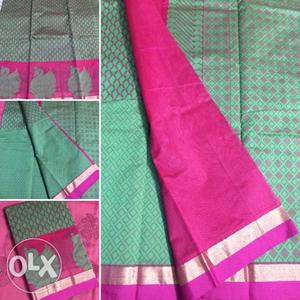 Green, Pink, And Purple Textile