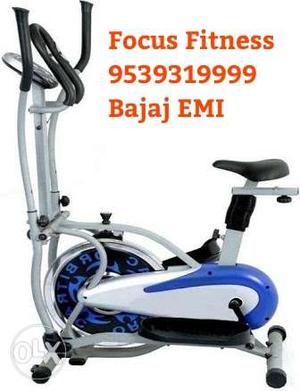 Grey And Blue Focus Fitness Stationary Bike 
