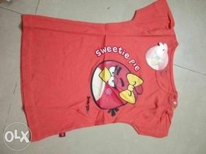 Red Angry Bird Sweetie Pie-printed Shirt