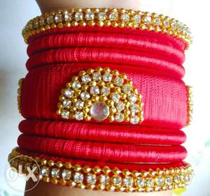 Red color silk thread bangles.. Make it as per