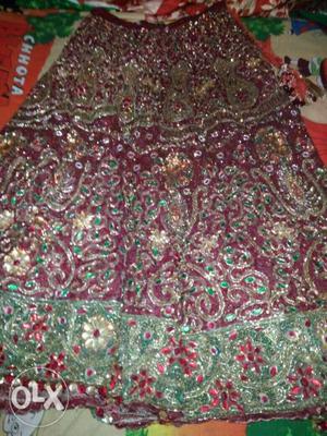 Red dulhan lehenga one time wore long length dupatta with