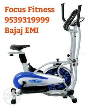 White And Blue Focus Fitness Elliptical Trainer 