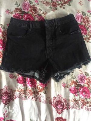 Women's Black Denim Short Shorts