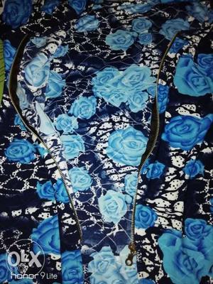 Black And Blue Floral Textile