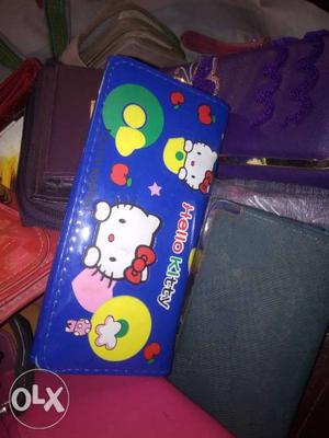 Blue Hello Kitty Leather Long Wallet. Whole sale shop new