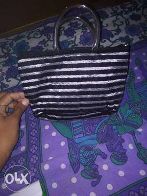 Brown And Black Stripe Tote Bag