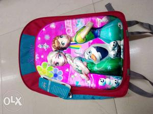 Girl's Red And Pink Frozen-themed Backpack