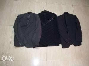 Men's Two Black And Gray Suit Jackets