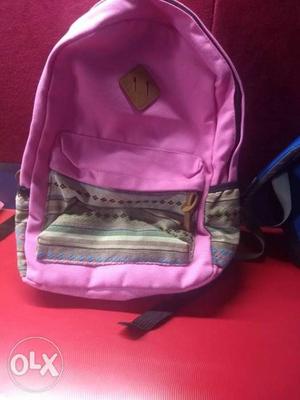 New pink Bagpack with 3 pockets