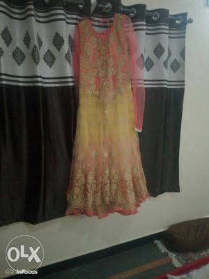 One time used heavy embroidery work gown with