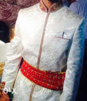 Only once used sherwani with shalwar and design