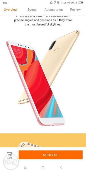 Redmi y2 gold and Gray colour today coming