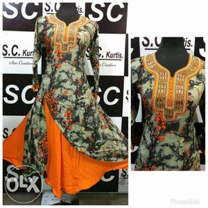 Sc rayon rayon gown with pure hand work size 40