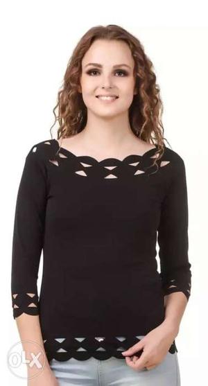 Women's Black Long-sleeved Shirt