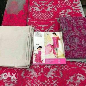 Women's Pink And Gray Sari Traditional Dress