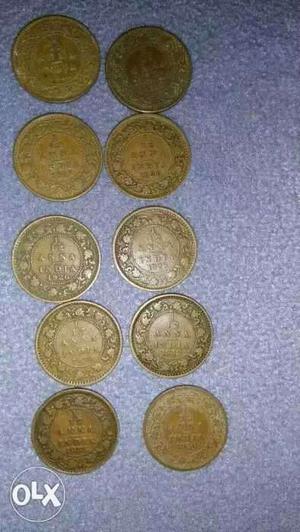 1/12 Anna Old Coins.Total 10 coins for  rs.