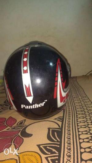 Black, Red, And White Panther Full-face Helmet