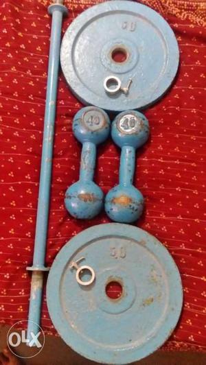 Blue Steel Dumbbells And Barbell Plates
